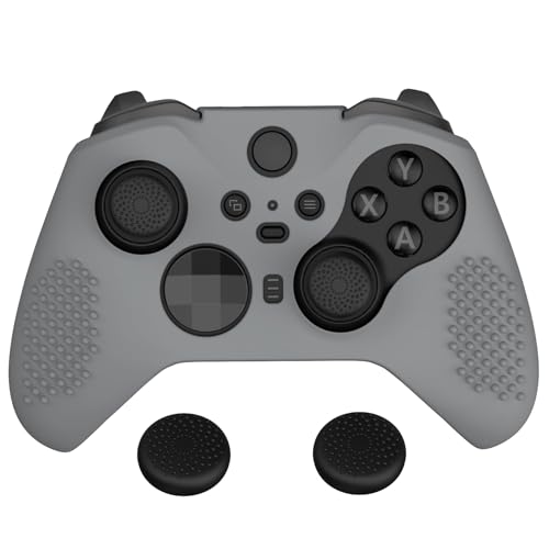 eXtremeRate PlayVital New Hope Gray Soft Anti-Slip Silicone Cover Skins for Xbox One Elite Controller Series 2, Custom Protective Case for Xbox Elite Series 2 Core Controller with Thumb Grips