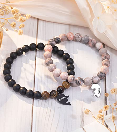 UNGENT THEM Matching Brother and Sister Bracelet Set of 2, Birthday Christmas Graduation Valentine's Day Gifts3