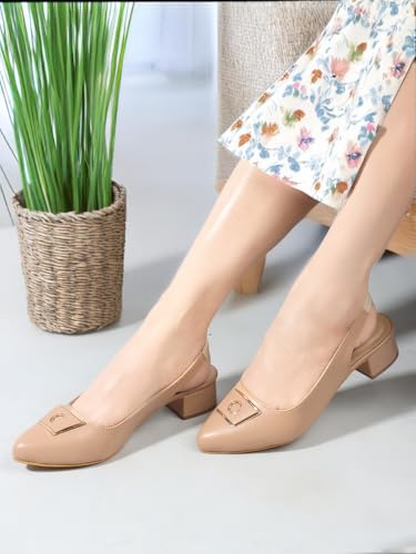 Image of Carlton London Women Stylish Backstrap Sandal for Casual Wear, Party and Formal use with Block Heels