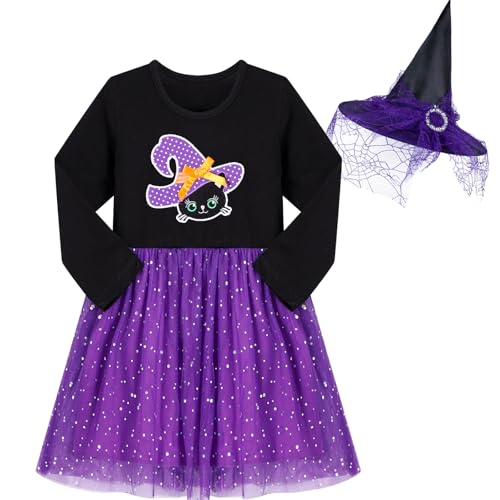 HILEELANG Girl Halloween Holiday Dress Long Sleeve Novelty Tulle Tutu Princess Party Dress2