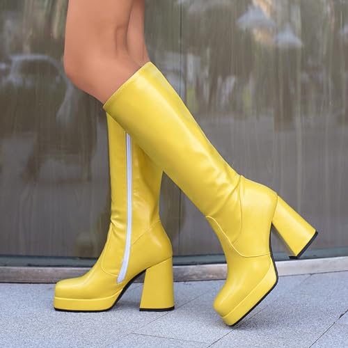 Boots knee high à plateforme Gicoiz avec bout carré confortable