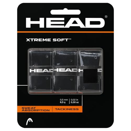 Head Xtreme Soft Racquet Overgrip Tennis Racket Grip Tape 3 Pack Black, White, Pack US