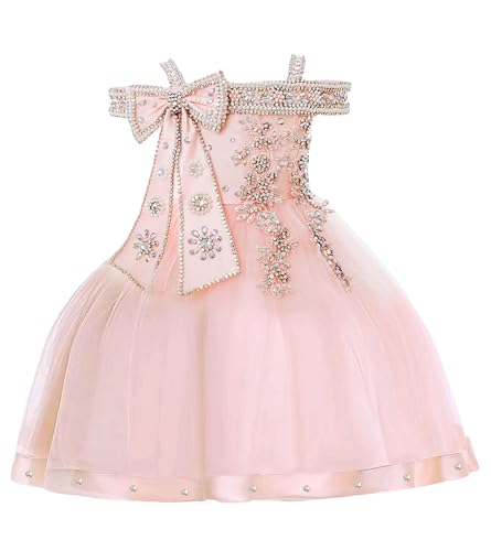 Girl Dress Handmade Sewing Sparkle Crystal Lace Applique Princess Pageant Dress Puffy Birthday Prom Ball Gown for Kids