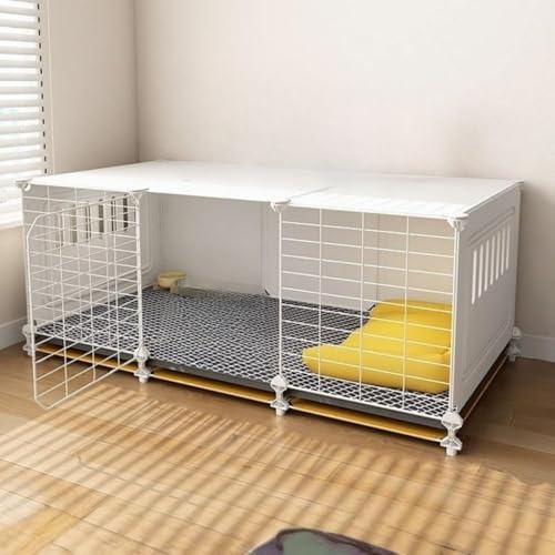 Momgla アイリスオーヤマ 犬 ゲージ 小型犬用 室内ケージ 屋根付き ペットサークル 引き出しトレイ付き 掃除しやすく組み立て簡単 丈夫でオシャレなデザイン (ホワイト,106*46*42cm-普通ドア)