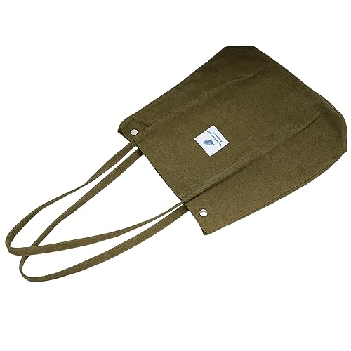 Image of Corduroy Tote Bag Cute Tote Bags for Women Shoulder Bag with Inner Pocket for Work Beach Travel and Shopping Grocery
