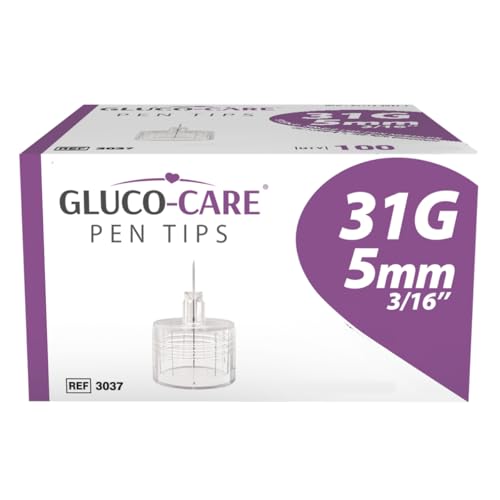 Image of GLUCO-CARE Pen Tips 31G x 5mm, Universal Fit and Twist-On Design, Thin Wall, Compatible with Most Pen Devices, 100 Pieces per Box