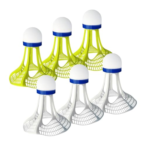 6Pcs Windproof Badminton Shuttlecocks High Elasticity Training Shuttlecocks for Indoor Outdoor Play Gym Practice Family Games School Activities(6 Y+W)