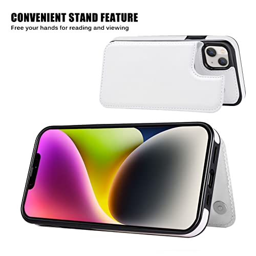 JOYAKI Wallet Case Compatible with iPhone 14 Plus 6.7", Slim Protective case with Card Holder,Premium PU Leather Kickstand Card Case with a Free Screen Protector-White by JOYAKI - Image 5