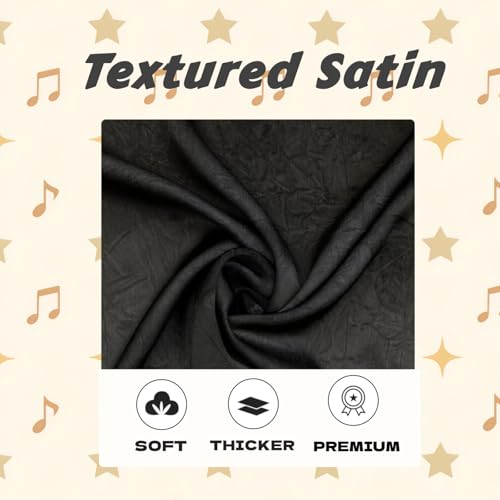 Serenade Textured Satin Heatless Curls Overnight, Heatless Hair Curler Curling Set for Women and Girls to Sleep in, with 2 Satin Scrunchies and 1 Clip for Overnight Curls, Black