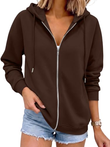 Image of ANRABESS Women's Zip Up Hoodie Long Sleeve Hooded Sweatshirts Fall