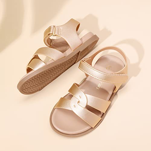 Image of DREAM PAIRS Girls Sandals Open Toe Princess Flat Sandals Strappy Summer Shoes Toddler /Little Kid