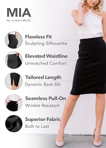 Conceited Skirts for Women - Stretch Pencil Skirt - Wear to Work - Pull On - Midi Length in Regular and Plus Size2