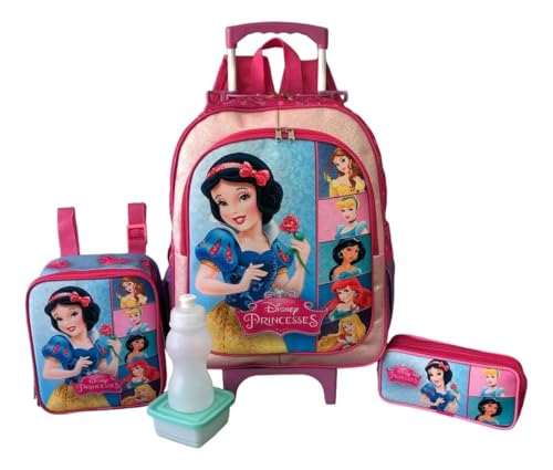Kit Mochila Infantil Princesas Filmes Rodinhas Tam G Meninas