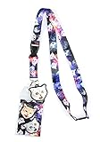 Space Cat Galaxy Breakaway Lanyard W/Charm Clear ID Badge Holder Keychain