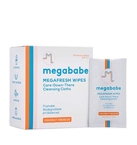 Megababe Mega Fresh Wipes Care - Down - There Cleansing Cloths 18 Individual Wipes Coconut Hibiscus by Texpertnmore