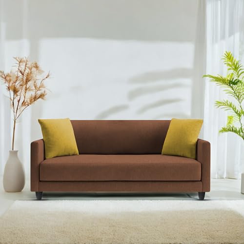 Image of Casaliving Dominic 2 Seater Sofa Set for Living Room (Brown Fabric Sofa) Premium Fabric Sofa