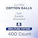 Equate Beauty Cotton Balls, Large Jumbo Size, 400 Count Package, 1 Pack (Includes 400 Big Plus Size Jumbo Cotton Balls Total)