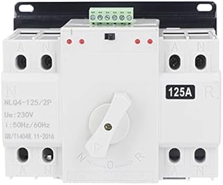 Dual Power Automatic Transfer Switch AC 230V 2P 125A CB Automatic Changeover Toggle Switch Double Transfer Switch for Municipal Electricity, UPS, Inverter, Solar