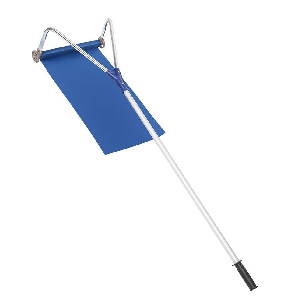 Herramienta de extracción de rastrillo de nieve de techo, herramienta de limpieza de nieve de aleación de aluminio con ruedas, poste telescópico, mango antideslizante para quitar la nieve del techo