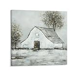 Posters Black and White Old Barn Wall Art Rustic Farmhouse Wall Art Canvas Prints Pictures for Livin