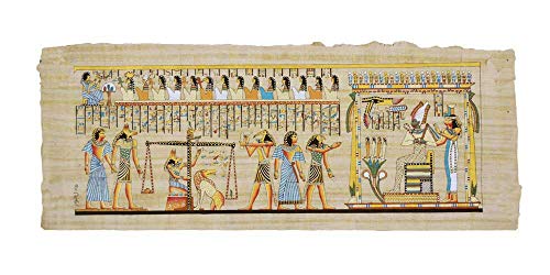 PAPIRO EGIPCIO ORIGINAL del Juicio Final, hecho y pintado a Mano en Egipto, Decoración del Antiguo Egipto, Papiro de Hunefer. 35x80 cm