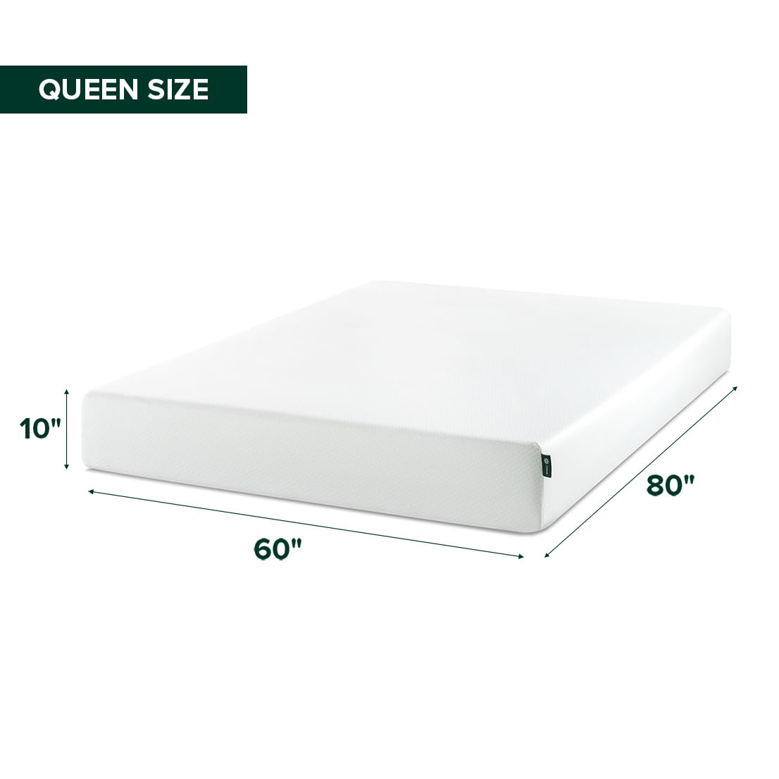 Zinus 10 Inch Queen Green Tea Memory Foam Mattress [New Version], Fiberglass Free, Medium Firm Feel, Zoned Pressure Relief, Certified Safe Foams & Fabric, Mattress in A Box — view 2