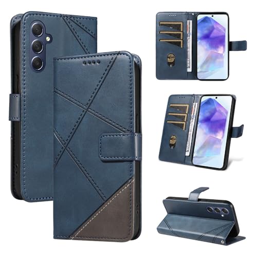 Étui Galaxy A23S A23E bleu anti-rayure avec portefeuille magnétique sécurisé
