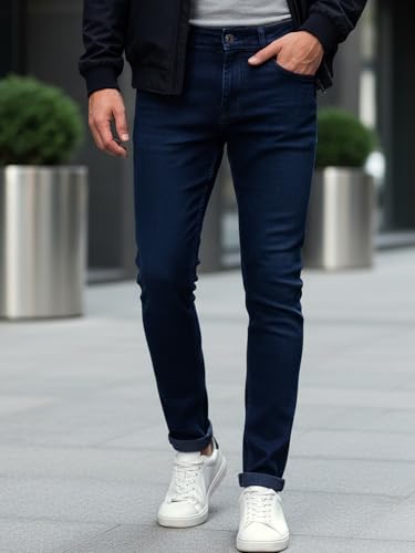 Image of Urbano Fashion Men's Regular Fit Mid Rise Washed Jeans Stretchable