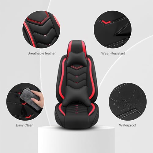 Image of Car Seat Cover for MINI Hardtop 2013-2026, Seat Covers Full Set,Non-Slip Waterproof seat Cover,Wear-Resistant Nappa Leather car seat Covers. (Luxury 5 Seats /Black Red)