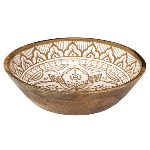 HOME DECO FACTORY - KA0567, Saladier en Terracotta Manguier Dune, Design Élégant et Moderne, Conçu pour Salades et Plats, Facile à Nettoyer, Diamètre 28 cm, Blanc...