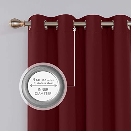 Rayyan Thermal Insulated Blackout Ring Top Curtains Pair Of 2 Eyelet Blackout Curtains With Tie Backs Luxury Feel Soft Touch Room Darkening Curtain (Red - Image 3