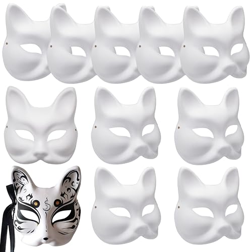 zrfgbxim 10 Stück Fuchsmasken zum Bemalen, Therian Mask, Fuchs Maske, Fuchsmasken, Weißes DIY Tiermasken zum Anmalen, Unbemalte DIY Papier Maske für Halloween Cosplay Maskerade Party Maskenball Masken zrfgbxim 10 Stück Fuchsmasken zum Bemalen, Therian Mask, Fuchs Maske, Fuchsmasken, Weißes DIY Tiermasken zum Anmalen, Unbemalte DIY Papier Maske für Halloween Cosplay Maskerade Party Maskenball Masken