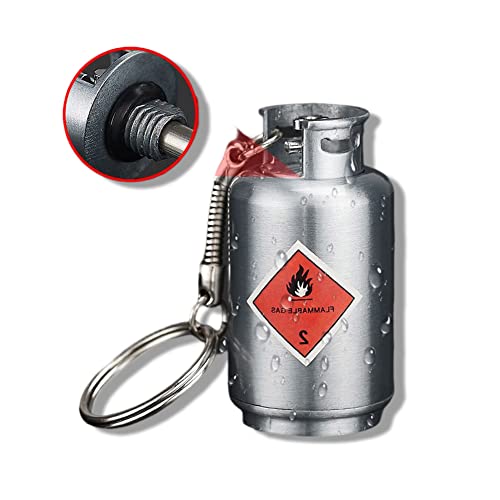 Yuiqieuy Permanent Match Lighter,Flint Metal Keychain Match,Fire Starter Permanent Match,Waterproof Emergency Survival Camping Keychain Lighter For Outdoor(Without Gas) (Silver Gas Cans) #TOP4