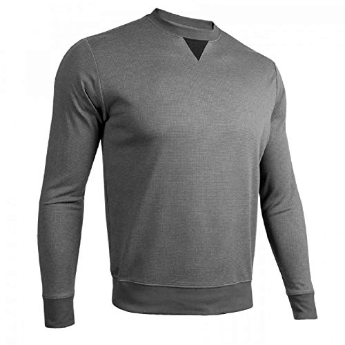 2UNDR Men's Long Sleeve Crew Pullover (Grey/Grey, Small)