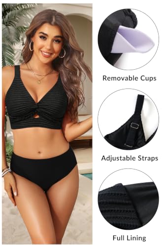 Image of Women's Bikini Top - Supportive Swimsuit for Large Bust - 2025 Cut Out Twist Swim Top