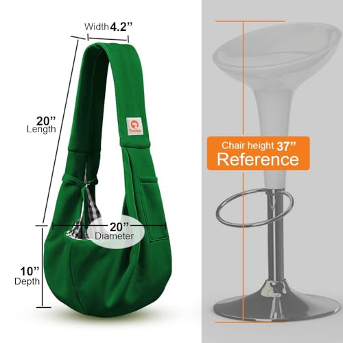 Image of Tomkas Small Dog Cat Sling Carrier Puppy Purse Travel Wrap Soft Crossbody Pet Bag (Emerald Green, M - Classic Pocket & Classic Strap)