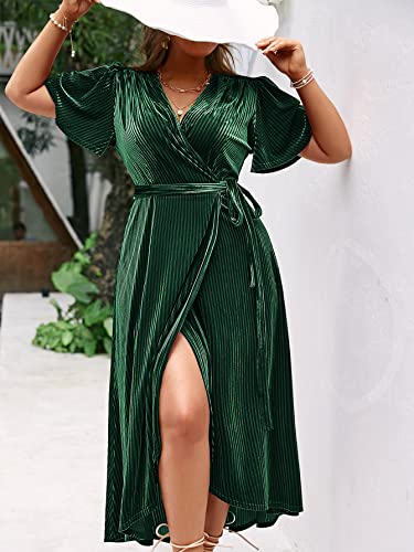 Image of BerryGo Women's Velvet V Neck Wrap Semi Formal Dress Cocktail Party Maxi Dress for Wedding Guest
