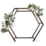 VINGLI Wooden Wedding 7FT Arbor, Arch for Ceremony, Heptagonal Photo Backdrop Stand Parties, Garden Decorations, Backyard Wood color (WARCH2)