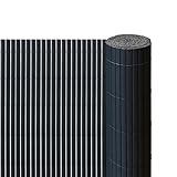 taplzmg PVC Sichtschutzmatte 100 x 400 cm, Doppelte Verstärkung Sichtschutzzaun, Bohren mit Kabelbindern, Wasser- und winddichter Sichtschutz für die Gartenterrasse, Anthrazit