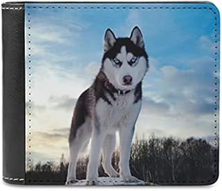Siberian Husky Men's Leather Wallets Slim Billfold Gifts for Men/Boyfriend/Husband/Dad white13 One Size