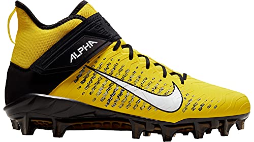 Nike Alpha Menace Pro 2 Mid AQ3209-701 Yellow-White-Black Mens Football Cleats 10 US