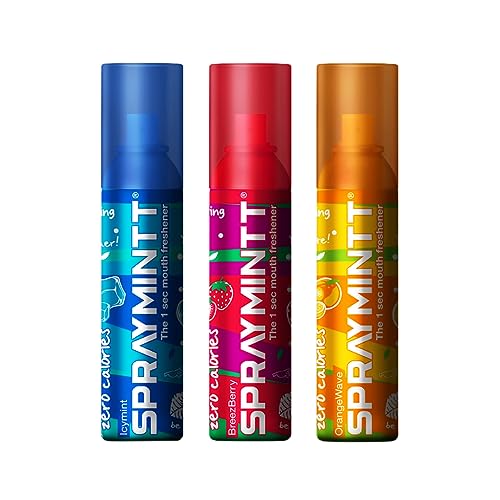 Spraymintt Mouth Freshener | 175+ sprays of instant long lasting with Zero Calories Freshness | Icymint flavour + Brezeberry flavour + Orangewave flavour | 15g – Combo of 3