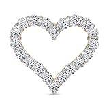 TJC Lab Grown Diamond Heart Pendant in Yellow Gold Vermeil Sterling Silver – Elegant Open Heart Design – SI-GH, 0.56 Ct – Chain Not Included