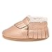 BirdRock Baby Sherpa Moccasins - Cozy, Genuine Leather Winter Shoes for Boys and Girls (Rose Gold, US 5.5)