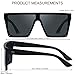 LYZOIT Square Oversized Sunglasses for Women Men Big Flat Top 2 pack Fashion Shield Large UV Protection Rimless Shades Black Mirrored Red