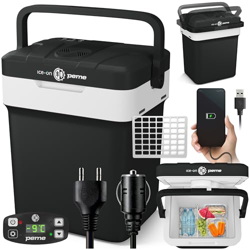 peme Glaciere Electrique Réfrigérateur Glacière Électrique Frigo pour Auto Camping Car Voiture Portable 25,7L Petit Camion Boîte Refroidissement Mobile...