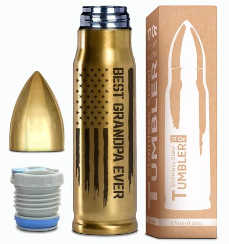 Father’s Day Gift for Grandpa - Best Grandpa Ever Bullet Tumbler 17Oz, Cool Travel Coffee Cup from Granddaughter or Grandson, Funny Birthday Present for New Granddad, Papa or First Time Grandfather