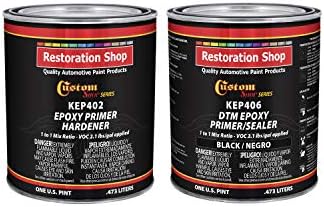 Custom Shop Black Epoxy Primer/Sealer 2.1 VOC Anti-Corrosive DTM High-Performance Primer Kit - 1 Quart (1 Pint + 1 Pint Epoxy HDR. 1-1 Mix) for Automotive and Industrial Use