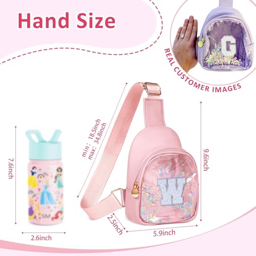 Image of COSHAYSOO Pink Toddler Little Girls Purse 2 3 4 5 6 7 Year Old Kids Sling Bag Initial Crossbody Pouch, Stylish Trending Practical Useful Birthday Christmas Valentines Graduation Gifts Letter W