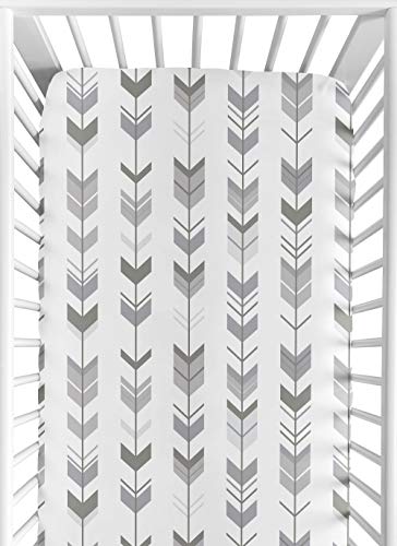 Grey and White Arrow Baby or Toddler Fitted Crib Sheet for Woodland Arrow Collection by Sweet Jojo Designs